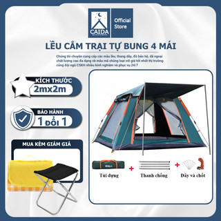  Lều cắm trại tự bung 4 mái chống nước cho 4-6 người - Lều dã ngoại 2 cửa 2 lớp chống muỗi 
