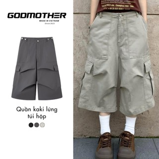 Quần Short Lửng Kaki Túi Hộp GODMOTHER Quần Wide Leg Nam Nữ Unisex Phong Cách Trẻ Trung Năng Động