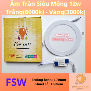   FSW  Bóng đèn led âm trần downlight 12W - Tròn - Vuông  Trắng - Vàng   - bảo hành 2 năm 
