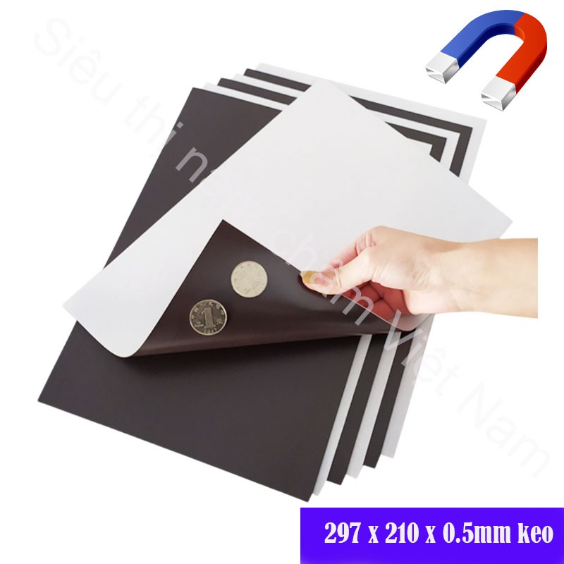(NAM CHÂM A4 ) tấm nam châm dẻo a4 297mm x 210mm x 0.5 có keo dán