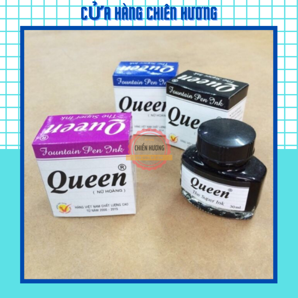 Mực Bút Máy Queen Xanh Đen Đỏ Tím