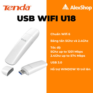 USB Thu WiFi 6 Tenda U18 Dành Cho PC, Laptop Băng Thông AX1800 - Chính Hãng
