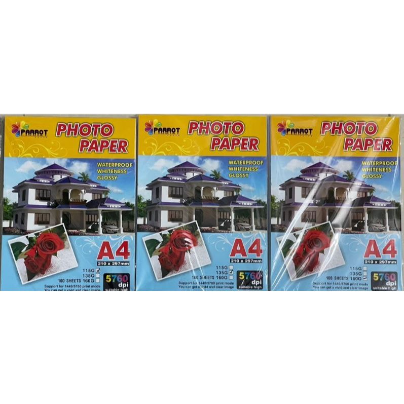 Giấy in ảnh A4 1 mặt bóng (100 tờ/xấp), giấy in ảnh parot
