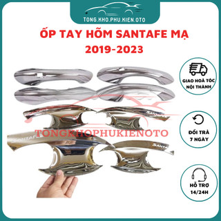 Ốp tay nắm, hõm cửa xe Hyun dai Santafe 2019 -2023 -  Mạ Crom cao cấp