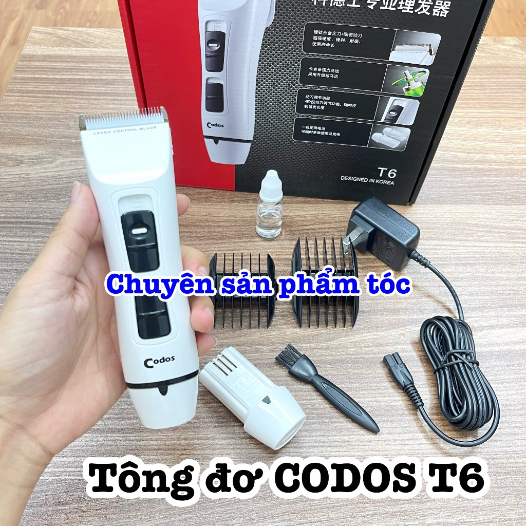 ✅CODOS Tông đơ cắt tóc T6 cao cấp 2 pin 800mAh đèn LED hiển thị 120 phút pin nhỏ gọn phù hợp gia đình và salon