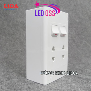 Combo 2 ổ cắm điện 2 chấu + 2 công tắc đèn lắp nổi LiOA