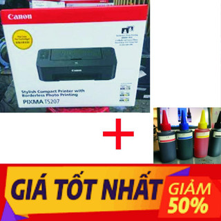 Máy in màu Canon TS207 có kèm 4 chai mực in Hàn Quốc