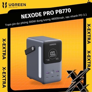 Trạm pin dự phòng Ugreen Nexode Pro PB770 300W dung lượng 48000mah, sạc nhanh PD 3.1 140W, với 3 cổng Type C, màn LED
