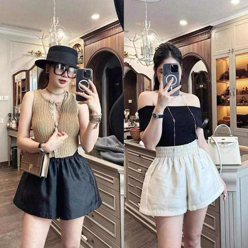 HV - Quần short phồng chun tacta cạp chun