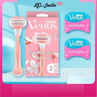 Bộ dao cạo và 2 đầu dao bơ Gillette Venus Comfortglide White Tea cạo lông vùng kín bikini cho Nữ