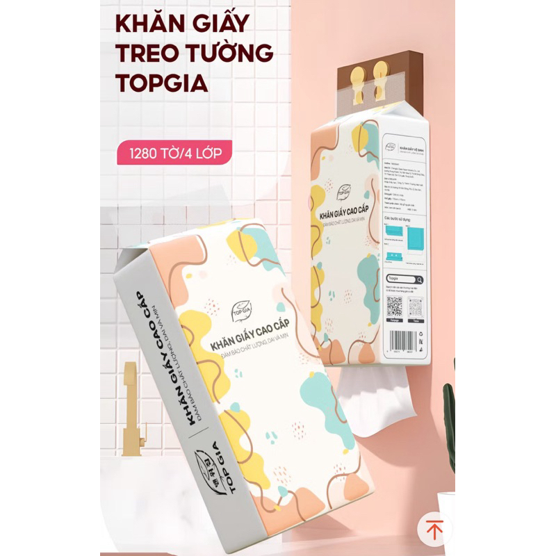 Combo 6 bịch giấy rút TopGia 1280 tờ 4 lớp siêu dai mềm mịn