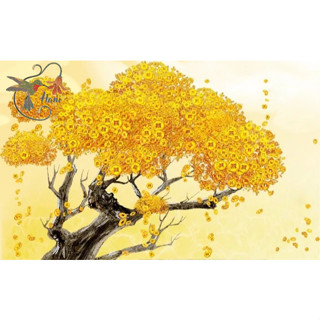 Tranh đính đá Cây Mai Mắn kích thước 30x40cm tự hoàn thành