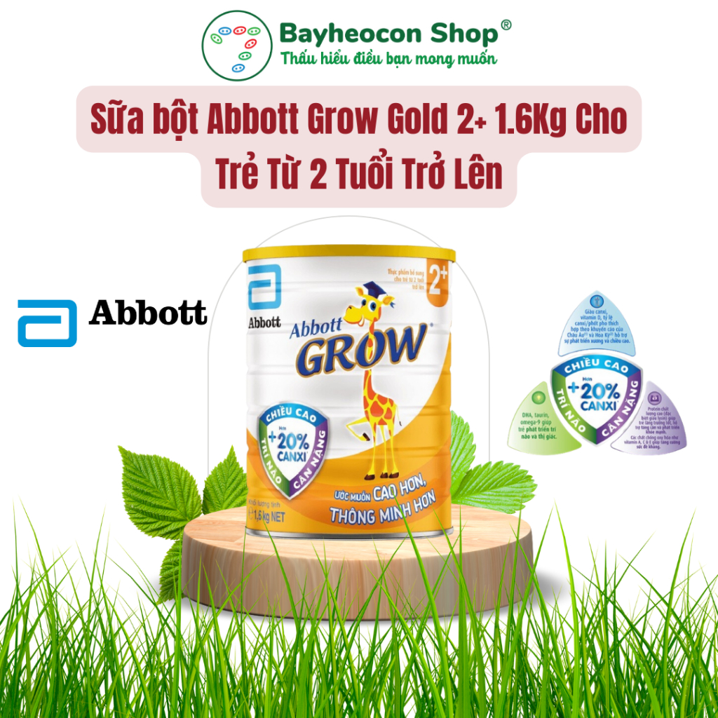 [Date mới] Sữa Abbott Grow 2+ Giúp trẻ thông minh, cao lớn lon 1.6Kg