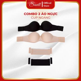  Combo 2 Áo ngực không dây cúp ngang mút mỏng Set 2 Áo lót nữ không gọng mặc váy hở lưng SAVILL A218 