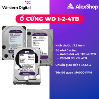 [1TB-2TB-4TB] Ổ Cứng HDD Tím Purple WD 4TB / 2TB / 1TB Chuyên Dụng Camera Siêu Bền - Chỉnh Hãng Bảo Hành 3 Năm