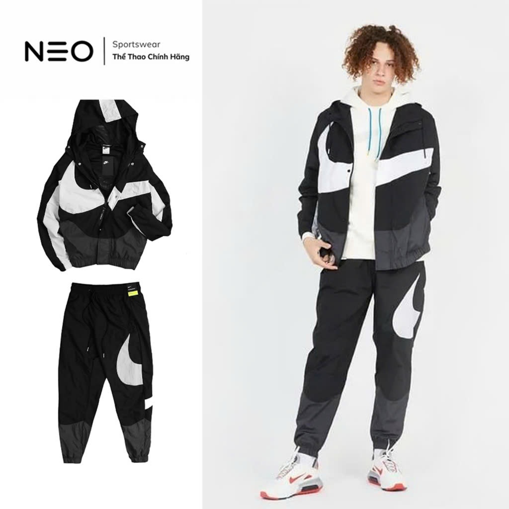 Đồ Bộ Thể Thao Vải Gió 2 Lớp Chống Nước Phối Màu N.KE Sportswear Swoosh Men’s Woven Lined Neoshophn