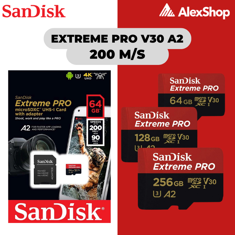 [CHÍNH HÃNG 2026] Thẻ Nhớ Nhỏ Micro-SDXC SanDisk Extreme Pro V30 A2 64G/ 128G/ 256G 200MB/s -Bảo Hành 10 Năm