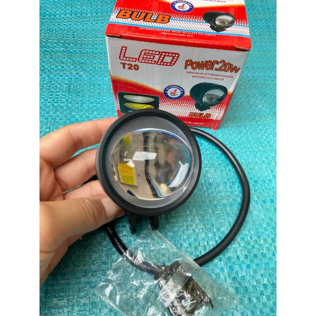 Đèn Led Trợ Sáng Bi Cầu T20 Loại To 2 màu gắn xe máy, xe điện