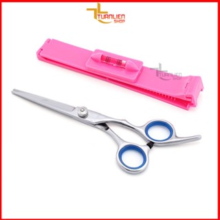  Kéo cắt tóc  Tay xanh  + 1 kẹp đo cắt tóc 