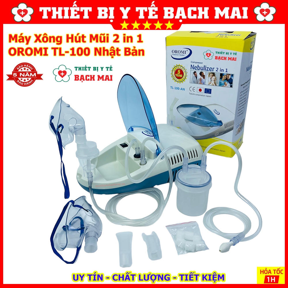Máy Hút Dịch Mũi, Máy Xông Khí Dung 2 in 1 OROMI TL-100AN - Máy Xông Mũi Họng Cho Trẻ em, Người lớn - Hàng chính hãng