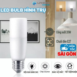  GIÁ SỈ  Bóng Đèn LED Trụ 20W Ánh sáng Trắng/Vàng chuôi E27 Nhỏ Gọn Dùng Gia Đình Ánh Sáng Phòng
