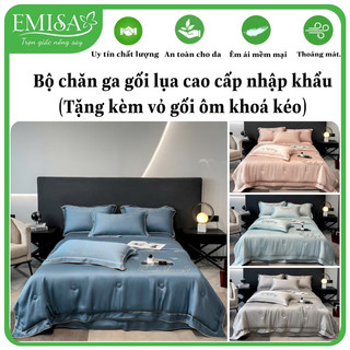 Bộ chăn ga gối lụa Romatic thêu nhập khẩu cao cấp,sang trọng.