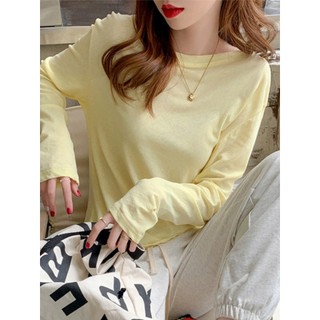 Áo thun nữ tay dài, áo thun tay dài chất vai thun xược cotton mặc mát form rộng giấu quần trẻ trung
