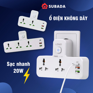 Ổ cắm chia điện đa năng thông minh Subada cao cấp 2500W cổng sạc PD 20W công tắc nguồn toàn ổ và đèn ngủ tiện lợi OD37