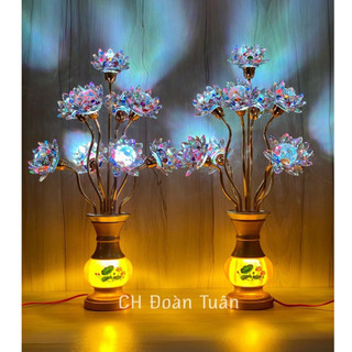 MỘT CẶP ĐÈN BÌNH BÔNG PHA LÊ CAO CẤP (13 BÔNG)