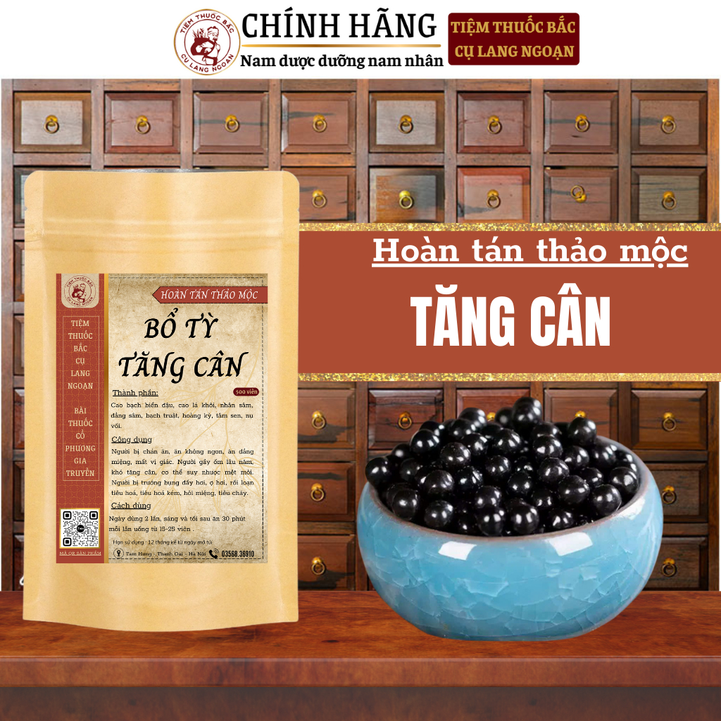 Viên uống bổ tỳ tăng cân Cụ Lang Ngoạn bổ tỳ vị, ăn ngon miệng, tăng cân tự nhiên , gầy mấy cũng béo được bịch 500 viên