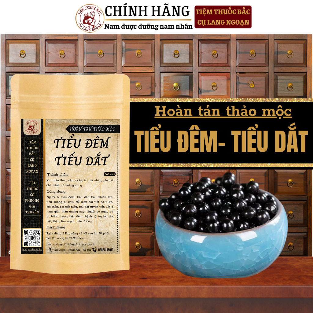 Viên tiểu đêm tiểu dắt Tiệm thuốc bắc cụ Lang Ngoạn giảm tình trạng tiểu són, tiểu buốt, tức bọng tiểu hiệu quả