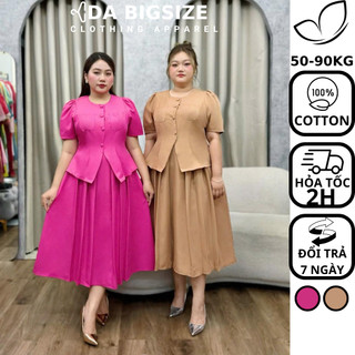 Dabigsize - Set Đồ Nữ Bigsize ,Set Chân Váy Đi Chơi Sang Chảnh Chất Cotton Mềm Mịn Che Khuyết Điểm Cho Người Mập 50-90kg
