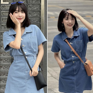 Váy jean chun lưng dáng ngắn có túi 2 bên - Retrostyle - VayJEAN11118/P3K10, và k5