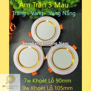 Đèn Led Âm Trần 7w - 3 Màu (Viền Bạc - Viền Vàng)