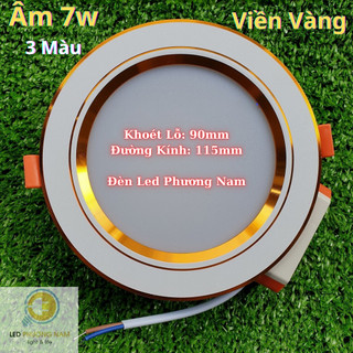 Đèn Led Âm Trần 7w - 3 Màu (Viền Bạc - Viền Vàng)