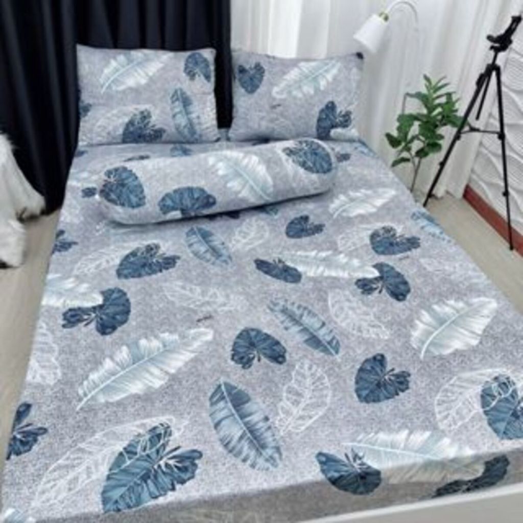 Bộ ga thun HQ cao cấp 4 món- Vải thun lạnh mềm mịn không xù lông phai màu