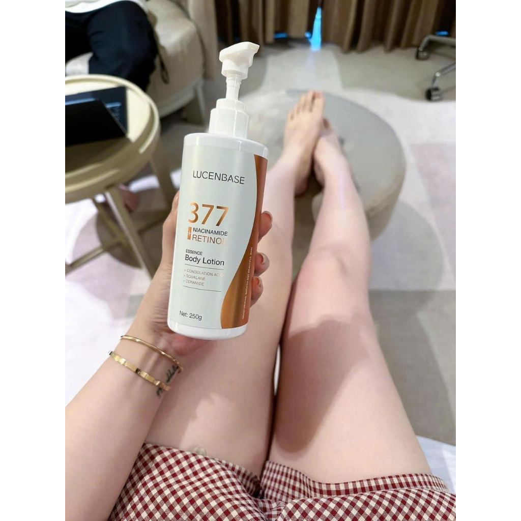 Sữa dưỡng thể 377 Niacinamide Retinol LUCENBASE hỗ trợ khóa ẩm làm sáng da 250ml