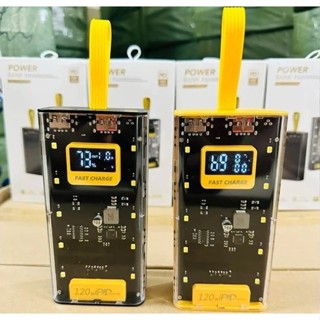 Sạc Dự Phòng Sạc Nhanh PD 22.5W , Thiết Kế Trong Suốt, Kết Hợp 10 Đèn Led , Tích Hợp 4 Dây Sạc