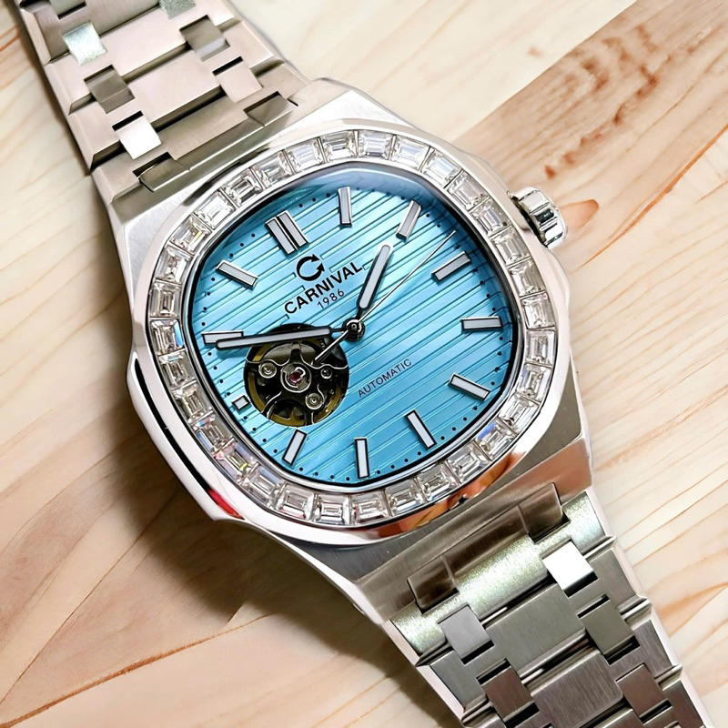 [Chính Hãng 100%] Đồng Hồ Nam  Carnival Nautilus 8128G (8128) (Viền Đá) Máy Cơ (Automatic) Japan Siz