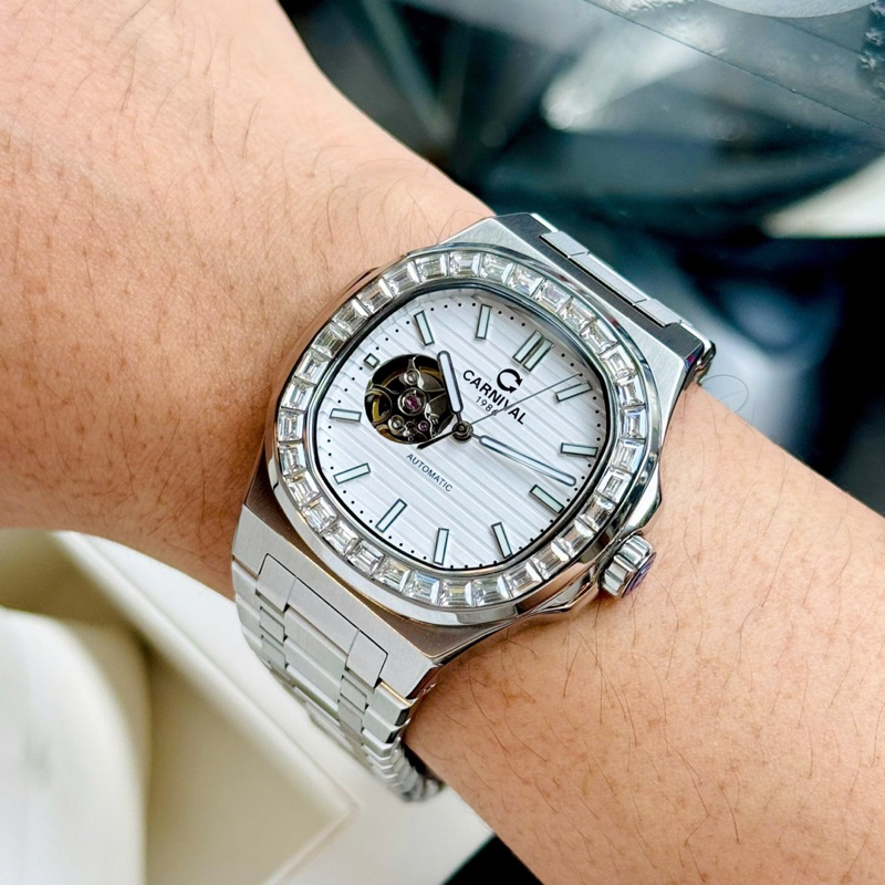[Chính Hãng 100%] Đồng Hồ Nam  Carnival Nautilus 8128G (8128) (Viền Đá) Máy Cơ (Automatic) Japan Siz