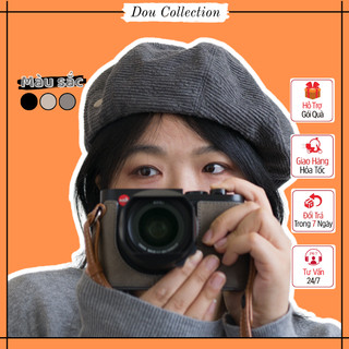 Mũ Nồi Unisex Nam Nữ Nón Beret Retro Không Vành Họa Tiết Bát Giác Phối Nút Cạnh Vành Phong Cách Nhật Bản - Mã MN048 