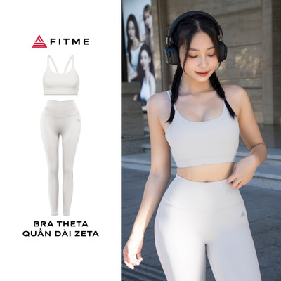 Bộ đồ tập gym yoga Fitme áo bra thể thao Theta, quần legging Zeta Light Grey