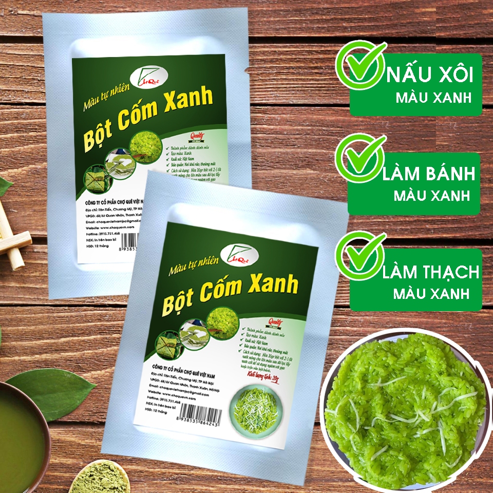 Bột cốm xanh gói 20gr sấy lạnh hàng loại 1 chuyên dùng nấu xôi xanh và làm bánh