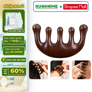 Lược Gỗ Đàn Hương RUNHOME, Lược Massage Năm Cánh Chống Tĩnh Điện Gỗ Đàn Hương Da Đầu Cơ Thể Kinh Tuyến Lưu Thông Máu