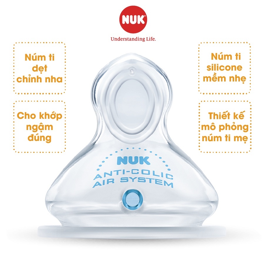 Bộ 2 núm ti NUK Premium Choice silicone mềm nhẹ dai bền chống rách
