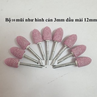 đá mài mini cán 3mm bộ 10 mũi đá tự chọn mũi