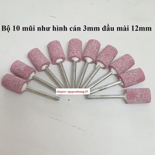 đá mài mini cán 3mm bộ 10 mũi đá tự chọn mũi