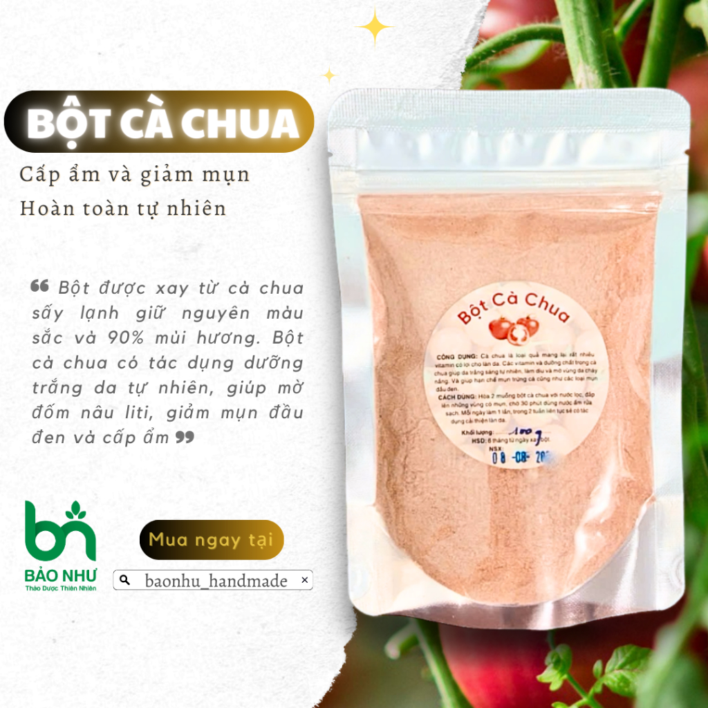 Mặt Nạ Bột Cà Chua Handmade - Giảm Mụn Đầu Đen