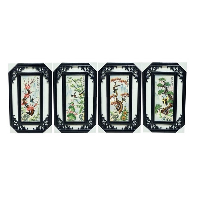 Tranh Sứ Tứ Quý Bát Tràng – Tùng Cúc Trúc Mai  Vẽ Tay Thủ Công 100% 58x35cm