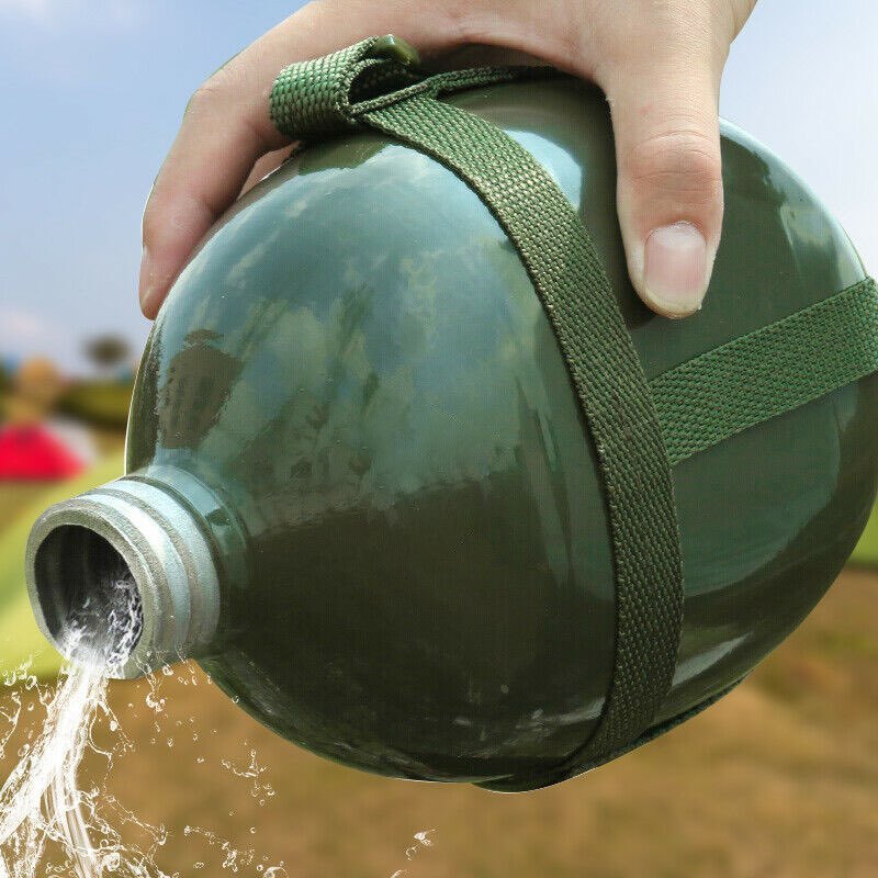 Bình nhôm đựng nước, Bình Bi đông nhôm xanh đựng rượu kiểu thời chiến xưa